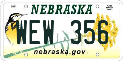 NE license plate WEW356