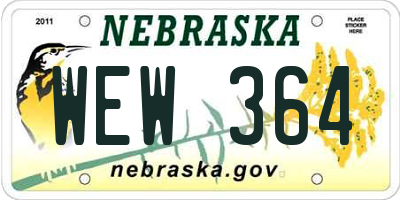 NE license plate WEW364