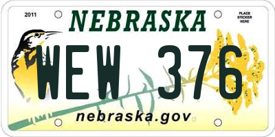 NE license plate WEW376