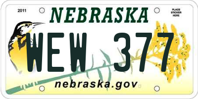 NE license plate WEW377