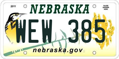 NE license plate WEW385