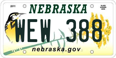 NE license plate WEW388