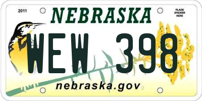NE license plate WEW398