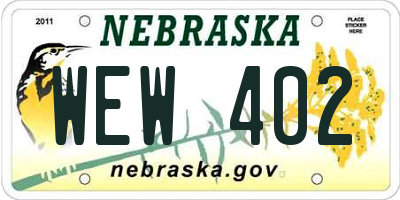 NE license plate WEW402