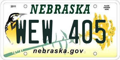 NE license plate WEW405