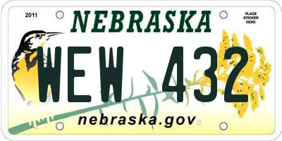 NE license plate WEW432