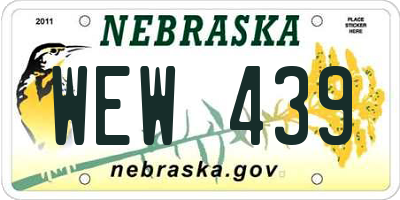 NE license plate WEW439