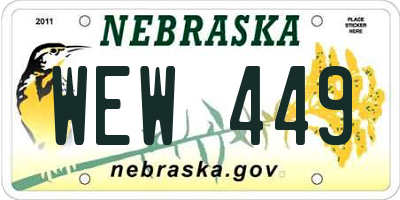 NE license plate WEW449