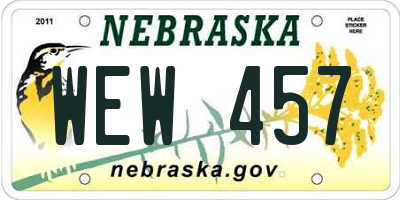 NE license plate WEW457