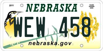 NE license plate WEW458