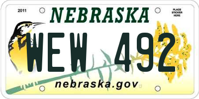 NE license plate WEW492