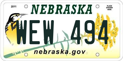 NE license plate WEW494