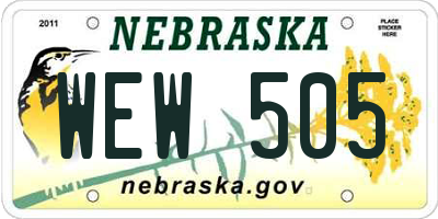 NE license plate WEW505