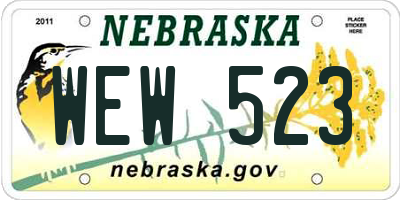 NE license plate WEW523