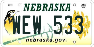 NE license plate WEW533