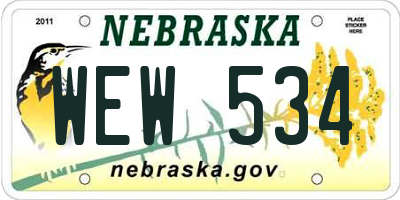 NE license plate WEW534