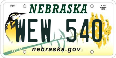 NE license plate WEW540