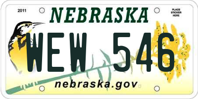 NE license plate WEW546