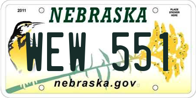 NE license plate WEW551