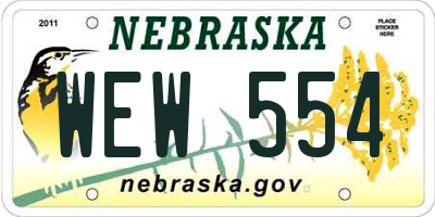 NE license plate WEW554