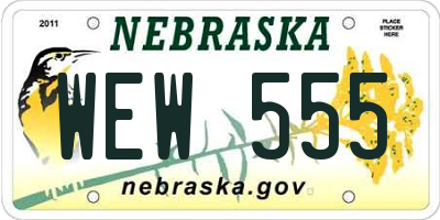NE license plate WEW555