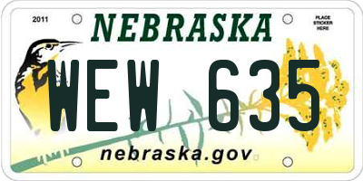 NE license plate WEW635