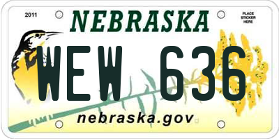 NE license plate WEW636