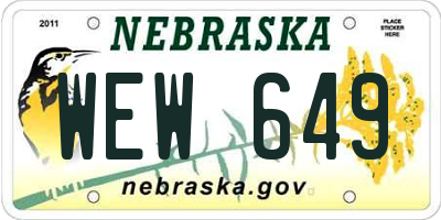 NE license plate WEW649
