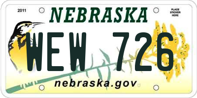 NE license plate WEW726