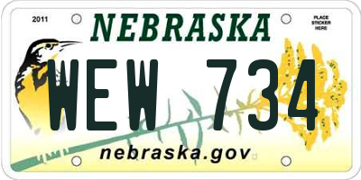 NE license plate WEW734