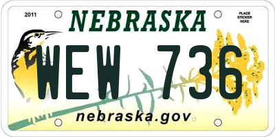 NE license plate WEW736