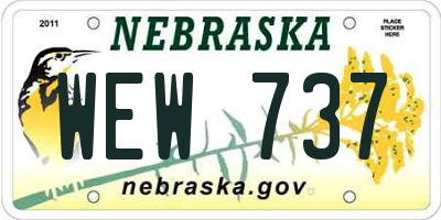 NE license plate WEW737