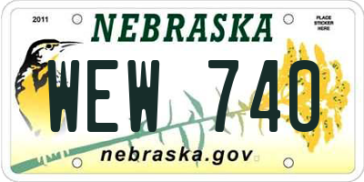 NE license plate WEW740