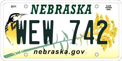NE license plate WEW742
