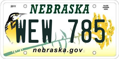 NE license plate WEW785