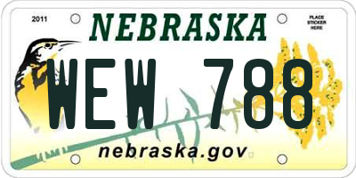 NE license plate WEW788