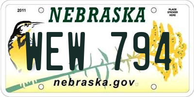 NE license plate WEW794