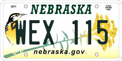 NE license plate WEX115