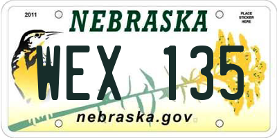NE license plate WEX135