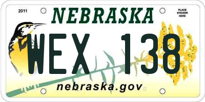 NE license plate WEX138