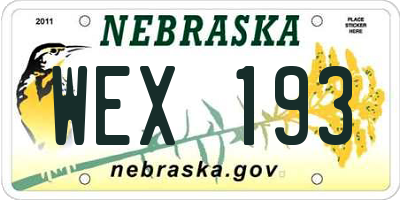 NE license plate WEX193