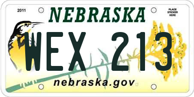 NE license plate WEX213
