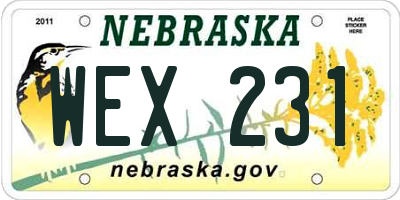 NE license plate WEX231