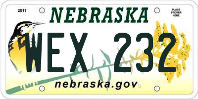 NE license plate WEX232