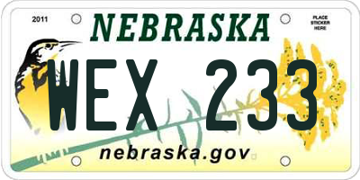 NE license plate WEX233
