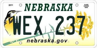 NE license plate WEX237