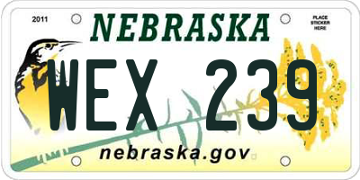 NE license plate WEX239