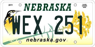 NE license plate WEX251