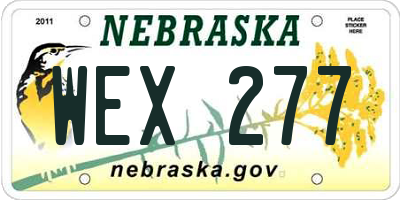 NE license plate WEX277