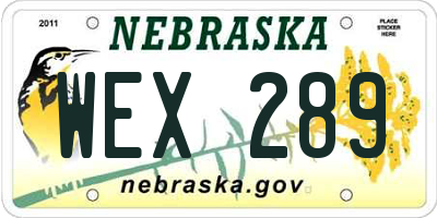 NE license plate WEX289